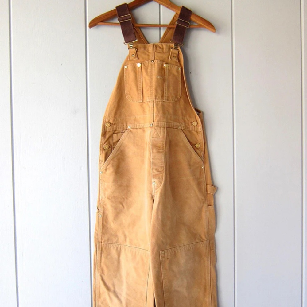 Women’s large duck overalls in camel color by Madepants